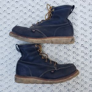 Vintage Thorogood Moc Safety Toe Heritage Wedge Boot Leather